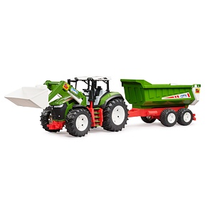 ROADMAX Tractor met voorlader en wagen - Bruder 3452